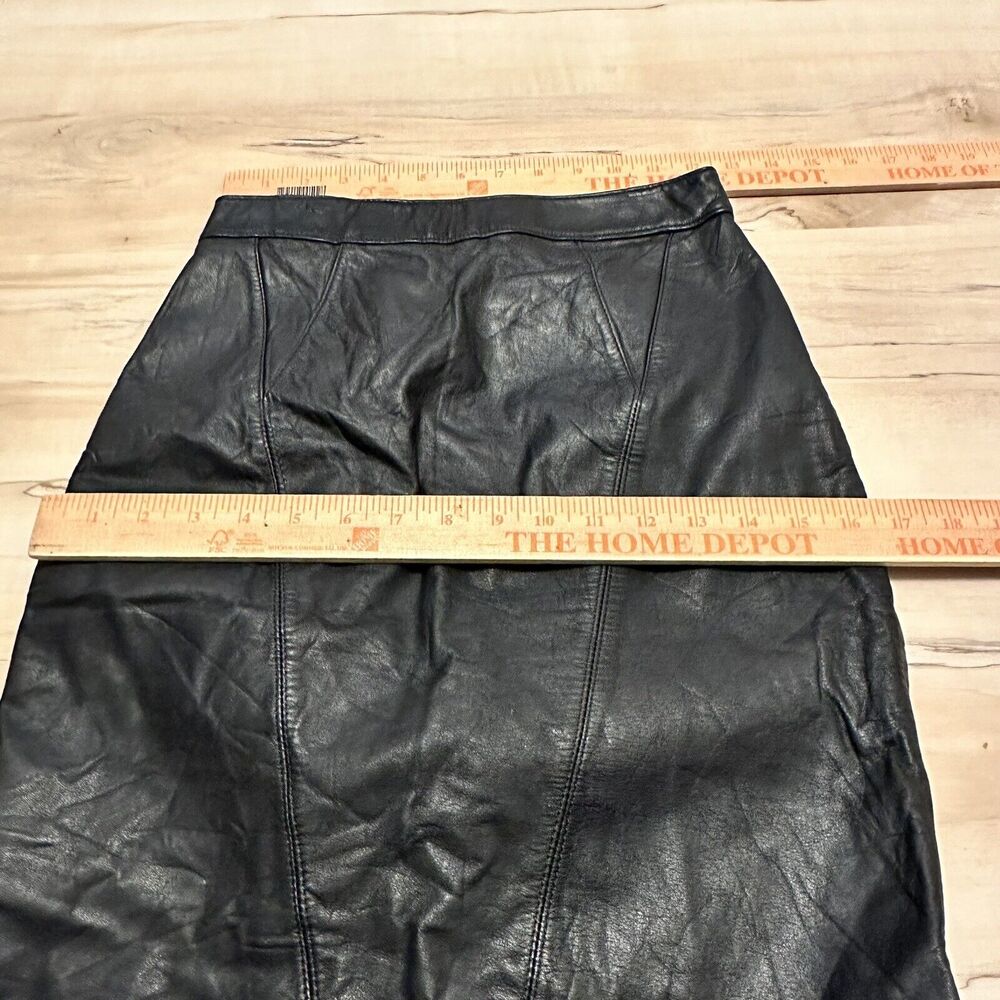 Ada Women 7 Skirt Leather Black Pencil Straight Lined Vintage Best fits 2 - Picture 8 of 9